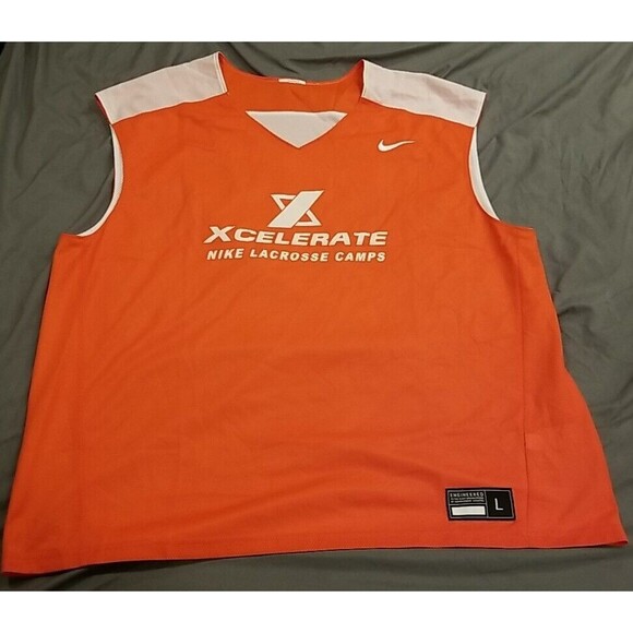 Nike Xcelerate Lacrosse Camps Jersey Mens Large Reversible Tank Orange White - Picture 1 of 13